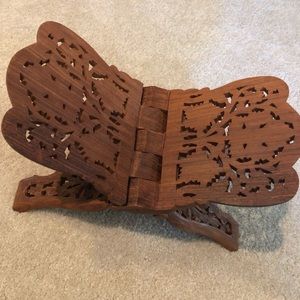 Hand Carved Wooden Book Stand